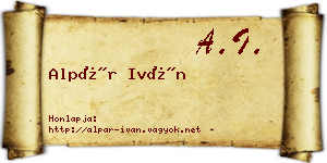 Alpár Iván névjegykártya