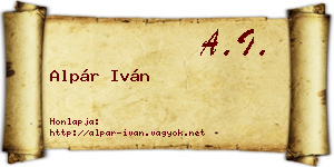 Alpár Iván névjegykártya